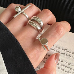 925 Sterling Silver Rings Party Jewelry Vintage Charm Double Layer