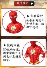Kids Flash Man Boys Cosplay Costume Set with Headgear And Mask for New Year Carnival Party Fancy Dress Outfit