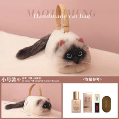 Lolita Plush Cute Cat Bag Women Harajuku Animal Circular Fur Soft Kawaii