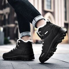 STRONGSHEN Men Snow Boots Waterproof Leather Sneakers Cotton Warm Military Boots