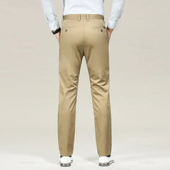 Men's Straight-fit Suit Pants Men Autumn Winter Business Stretch Grey Khaki Black