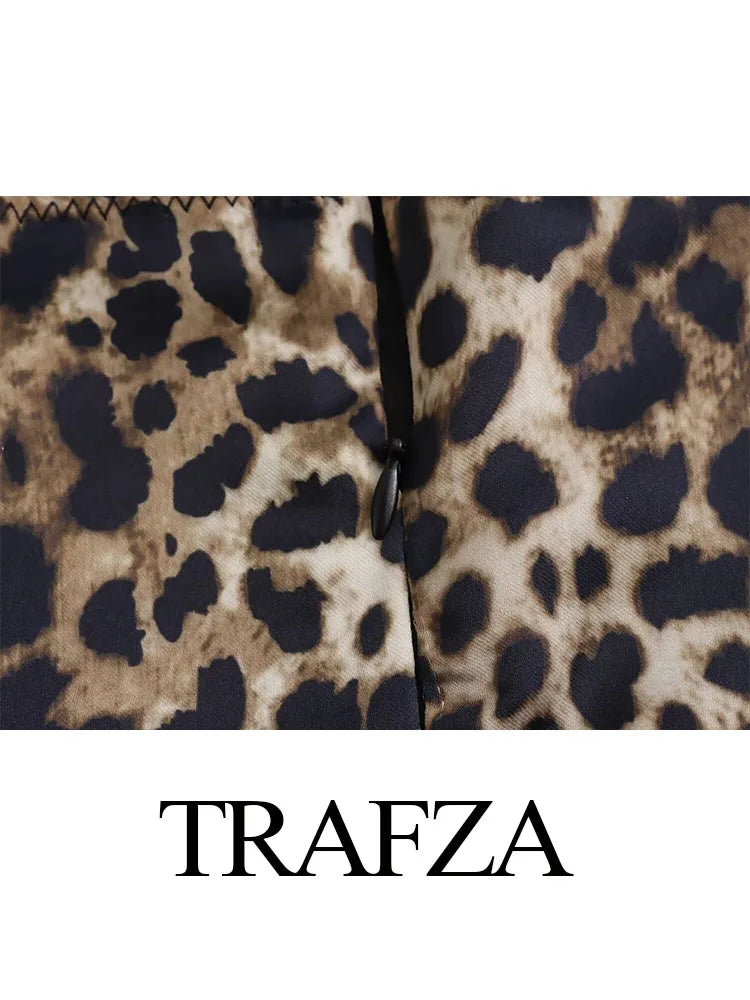 Elegant Leopard Print Sling Dress Casual Woman Fashion Party Backless Short Dresses