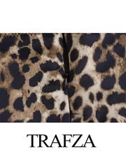 Elegant Leopard Print Sling Dress Casual Woman Fashion Party Backless Short Dresses