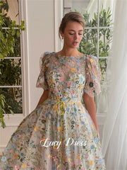 Homecoming Dresses: A Floral Embroidery Fabric Coming of Age Dress