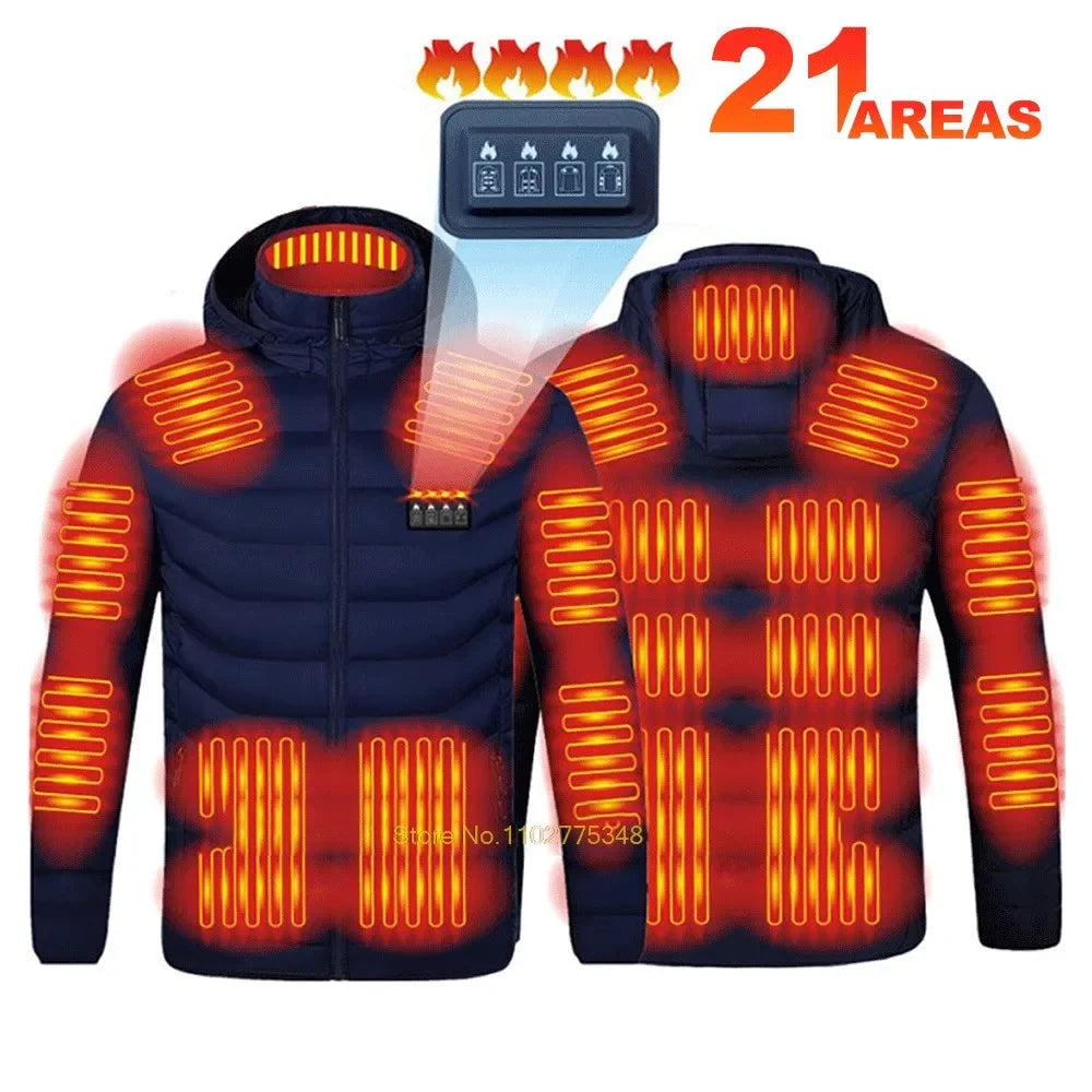Heated Jacket Men Women USB Self Heated Clothing Washed Cotton Warm Coats