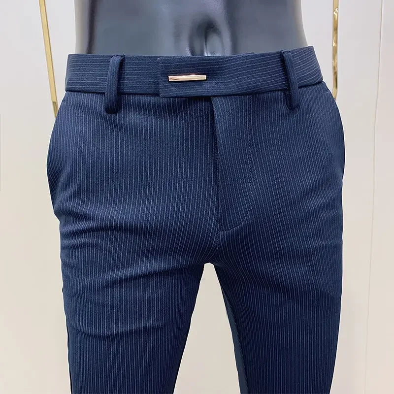 Trousers for Men Brown Slim Fit Man Suits Pants Tressed Suit