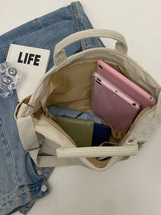 Fashion Versatile Shoulder Bag College Wind Commuting Corduroy Square Bag Unisex