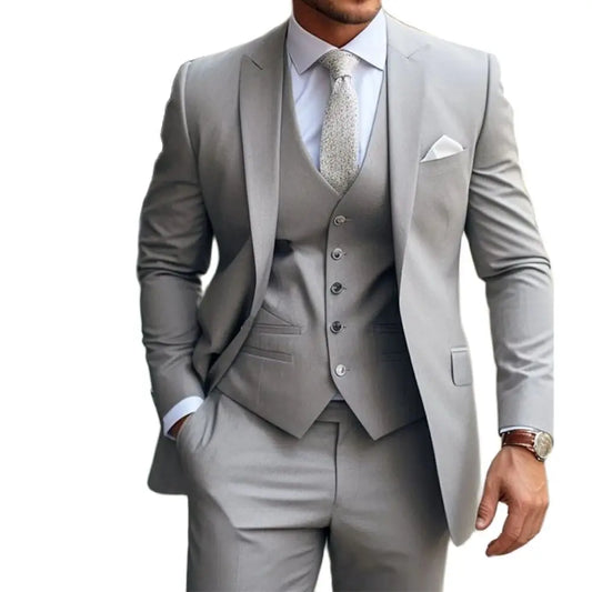 Tuxedo for Mens: Men's Suits Bespoke Grey Costume Homme Slim Fit Formal Wedding