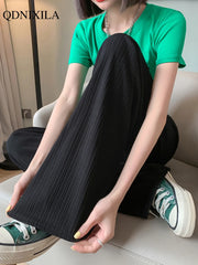 2024 Spring Summer Ice Silk Wide Leg Pants for Women Korean