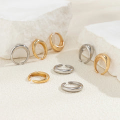 8 Pcs Chunky Open Smooth Surface Rings Set for Women Trendy Gold Color and Silver