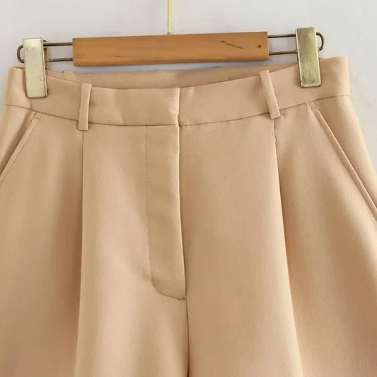HXAO Female Shorts Black Pink Shorts Woman Summer 2024 Pleated Baggy White Shorts For Women Casual High Waist Short Pants