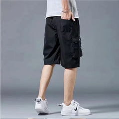 Workwear shorts, men's multiple pockets, medium shorts, summer thin loose cropped