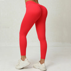Seamless Yoga Sets Sports Fitness High V Waist Peach Hip-lifting Skinny Running