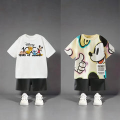 Boutique Children's Wear Mickey T-shirt + Shorts Kids 2 Piece Set Summer Clothing Loose Casual Short Sleeve Suit Boys Tracksuits