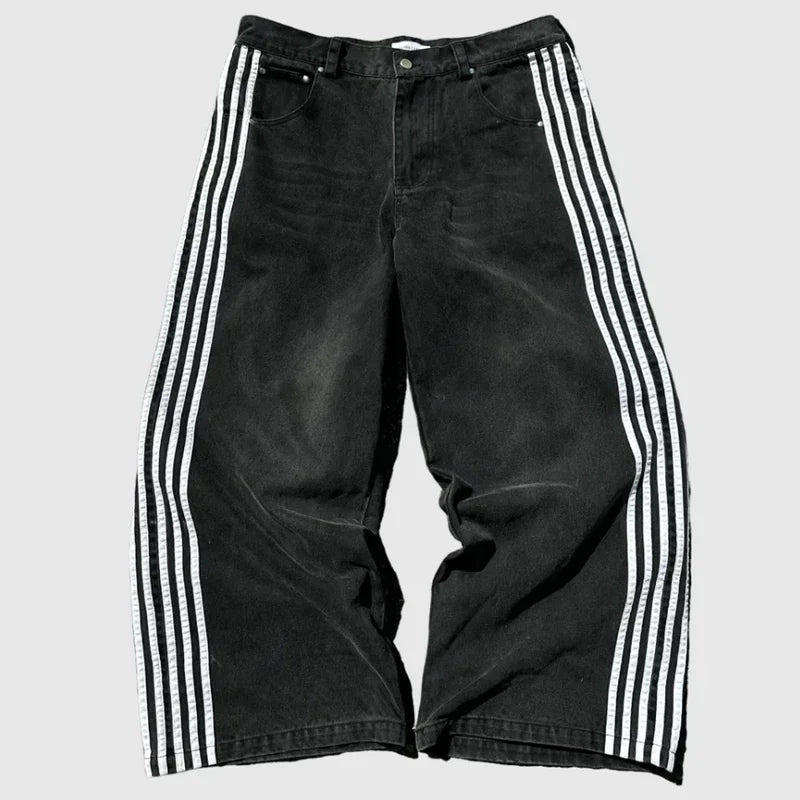 Harajuku Y2K Casual Loose Jeans Men Retro Fashion Versatile Straight Wide-leg Pants