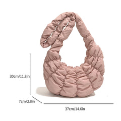 Bag Large Capacity Crescent Bag for Women's Solid Color Puffer Trendy Shoulder Bag