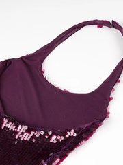 Halter Sequin Dress Party Dresses Backless Slim Fit Fashion Elegant Hanging Neck