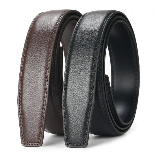 Men's Genuine Leather Belt Adjustable Automatic Buckle Belt Black/Brown Ratchet Belt High-Quality Business Casual Belt for Men