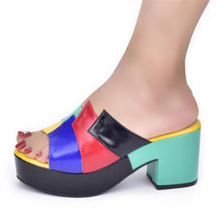 Italian Lady Shoes Multicolor Design Wedges Shoes for Women Platform Shoes
