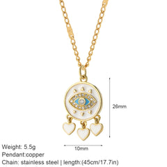 Heart Evil Blue Eye Sun Necklace for Women Cute Dog Bee Elephant Gold Color Pendant