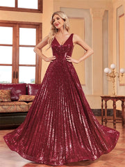 Homecoming Dresses: V Neck Long Sleeves Formal Evening Dress Women