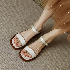 Ladies Shoes with Low Heels Footwear Outdoor Sandals for Women Beige