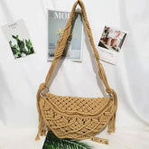 Bohemia Hand Woven Beach Bag With Tassels Cotton Crochet Hollow