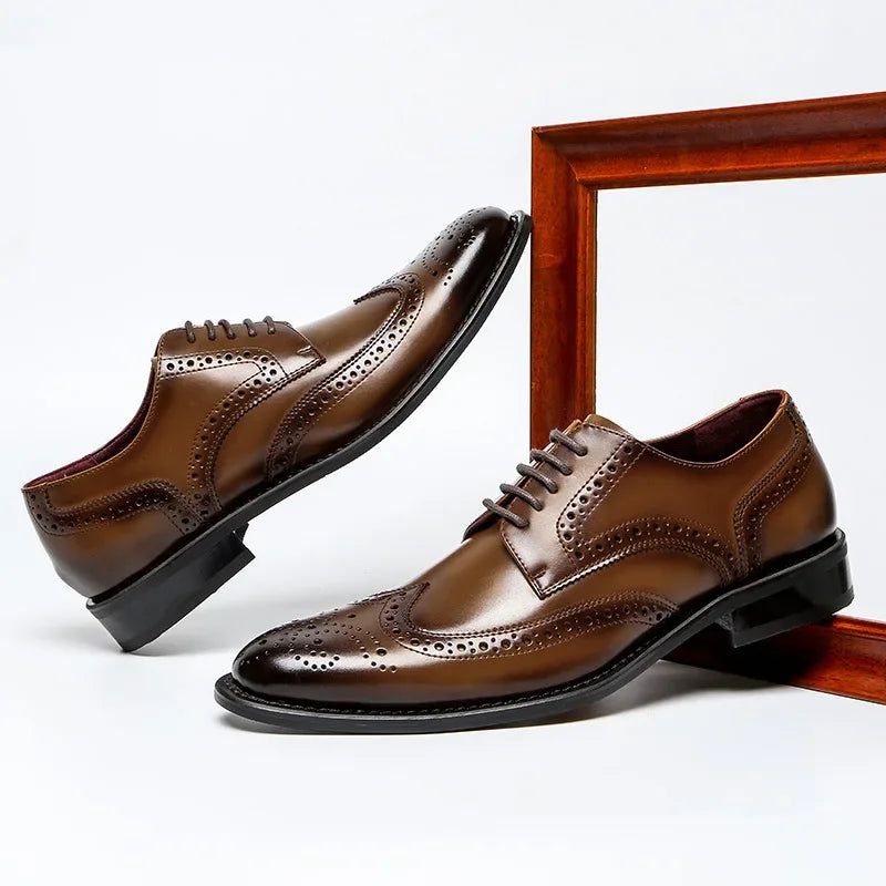 Classic British Style Pointed Toe Leather Shoes Men Oxfords Business Formal Men