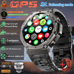 2025 NEW T-Rex 3 Ultra Men Outdoor Military GPS Smart Watch AMOLED HD Screen Compass 500MAH BT Call 5ATM Waterproof Smartwatch