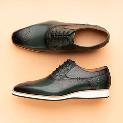 Design Casual Mens Business Formal Shoes For Men Dress Green Genuine Leather