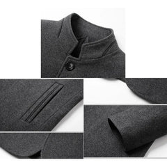 Brand Winter Coat Men Chinese Style Stand Collar Solid Coats for Men