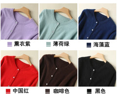 Women Cardigan Large Size Warm Pure Mink Cashmere Sweaters O-neck Loose Coat