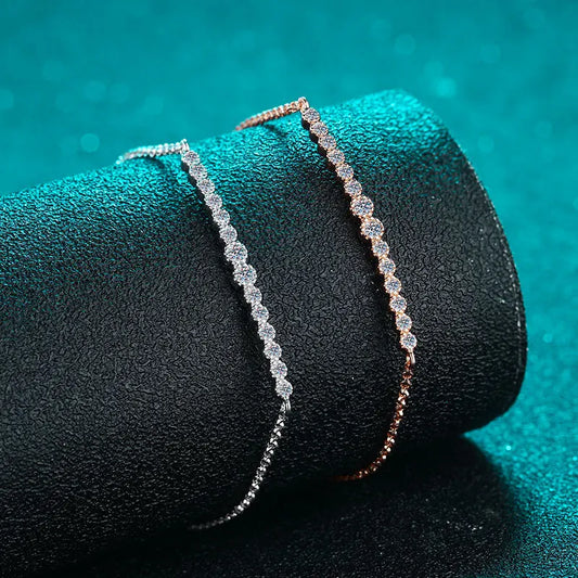 Smyoue 0.24cttw Gradient All Moissanite Bracelets for Women Round Brilliant Cut 100% S925 Sterling Silver Plated 18k Gold