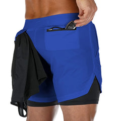 Running Shorts Men 2 In 1 Double-deck Quick Dry GYM Sport Shorts Fitness Jogging