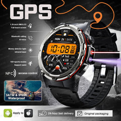 T-Rex 3 GPS Sports Waterproof Smart Watch Men 3ATM waterproof 500mAh Battery NFC Call 2026 New Military Smartwatch UV+Infrared