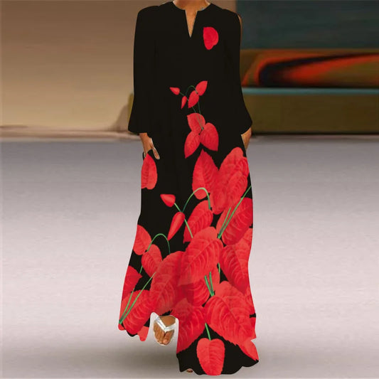 Formal attire Dresses: Long Dress Women Black Long Sleeve Loose Elegant Dresses