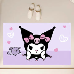 Cartoon Kuromi Cute Floor Mat Anti-Slip Bathroom Kitchen Bedroom Living Room