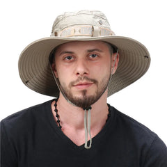 Men Bucket Hat Outdoor UV Protection Wide Brim Panama Safari Hunting Hiking Hat