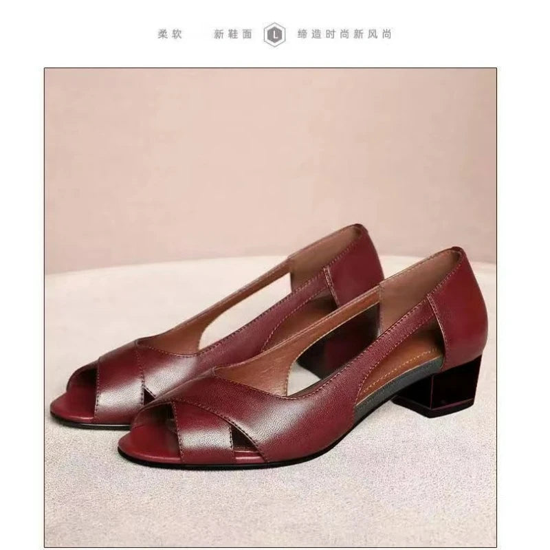 Womens Comfortable Heels: Women's High Heel Sandals Retro Open Toe Fish Mouth
