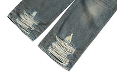 Harajuku Streetwear Washed Dirty Baggy Blue Jeans for Men and Women Straight