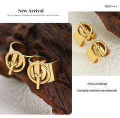 Stainless Steel Ring for Women Opening Adjustable Hip Hop Geometric Chain