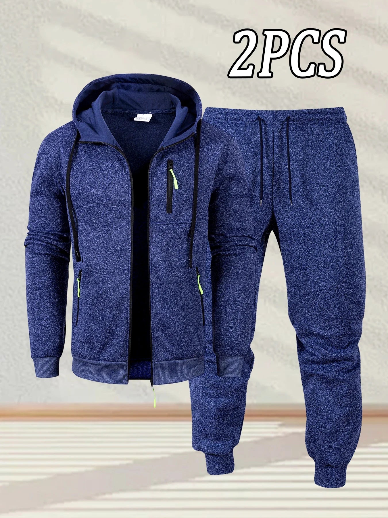 New Men's Casual Sportswear Autumn Solid Color Daily Sweatshirts Sweatpants Jogging Tracksuit Zipper Hooded Jacket and Pants Set