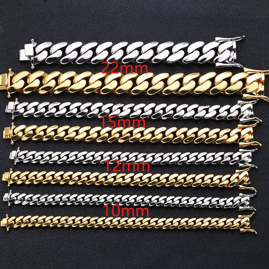 Men's 22mm Cuban Link Bracelet Hip Hop Heavy Brass Miami Cuban Link Chain Chunky Bracelet Jewelry For Boy Gift Drop Shipping