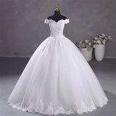 White Bridesmaid Dresses: Pure White Wedding Dresses Elegant Boat Neck Ball Gown