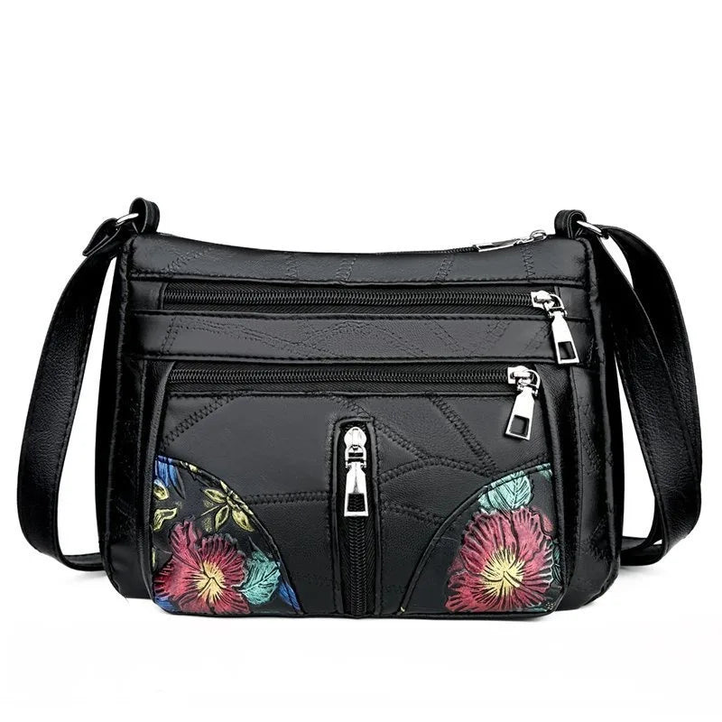 Women's Soft Leather Shoulder Bags Multi-Layer Classic Crossbody Bag
