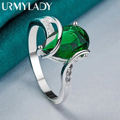 925 Sterling Silver Water Drop Turquoise 7-10# Ring For Women Wedding