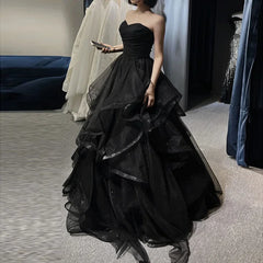 Homecoming Dresses: Wedding Party Dresses Strapless Tiered Draped Prom