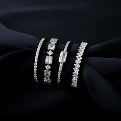 4 Pcs 925 Sterling Silver Wedding Band Solitaire Eternity Stacking Rings for Women