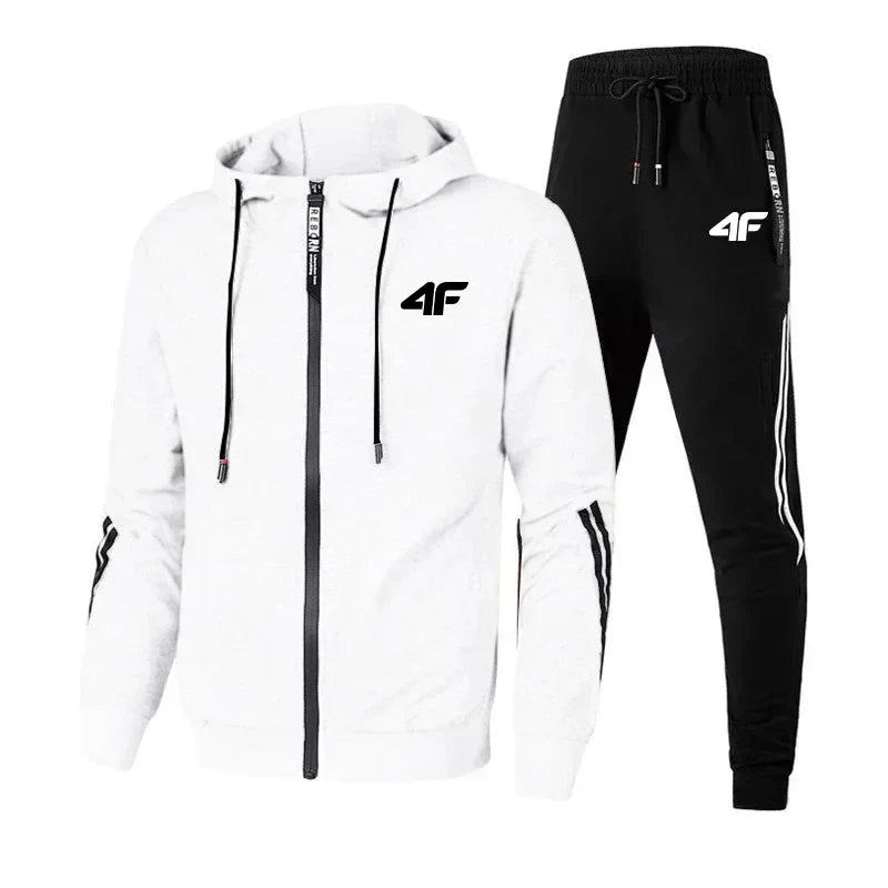 New zipper long-sleeved sportswear set for men, fashionable street style casual wear, soft and comfortable set