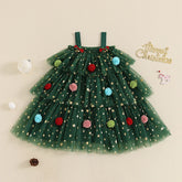 Toddler Baby Girl Christmas Dress Star Sequin Layered Tutu Tulle Dress Girls Cake